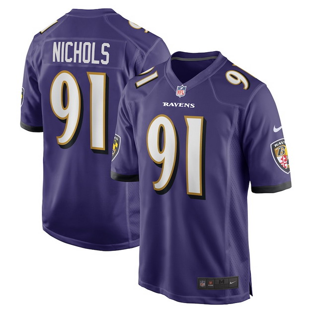 mens nike rayshad nichols purple baltimore ravens game player jersey